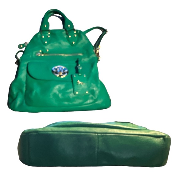 COPY - Emma Fox leather green Satchel/Shoulder bag with gold tone hardwares and… - Picture 3 of 10